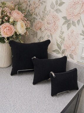 Custom Made 3 Different Sizes Black Canvas Purse Pillow Bundle - Brand New!!!